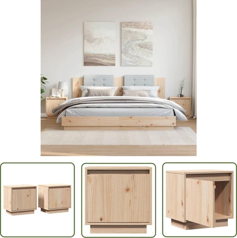 The Living Store Nachtkastjes 2 st 40x30x40 cm massief grenenhout Nachtkastjes Bedkastjes Grenenhouten Meubilair Slaapkamermeubelen Massief Hout - Foto 4