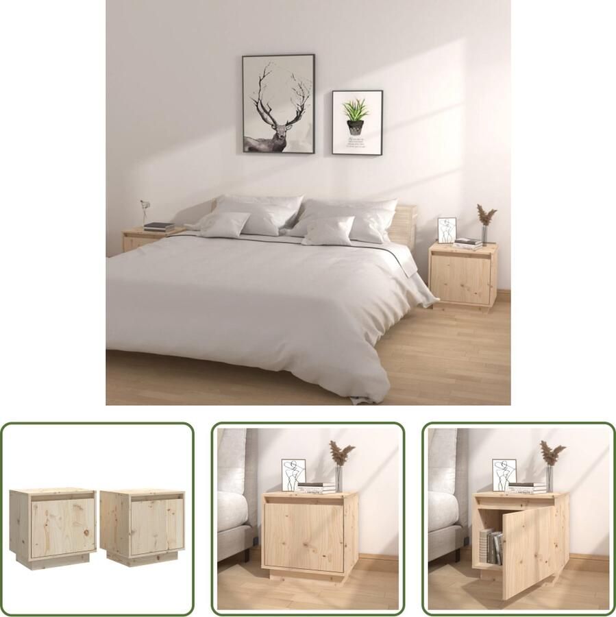 The Living Store Nachtkastjes 2 st 40x30x40 cm massief grenenhout Nachtkastjes Bedkastjes Grenenhouten Meubilair Slaapkamermeubelen Massief Hout - Foto 3