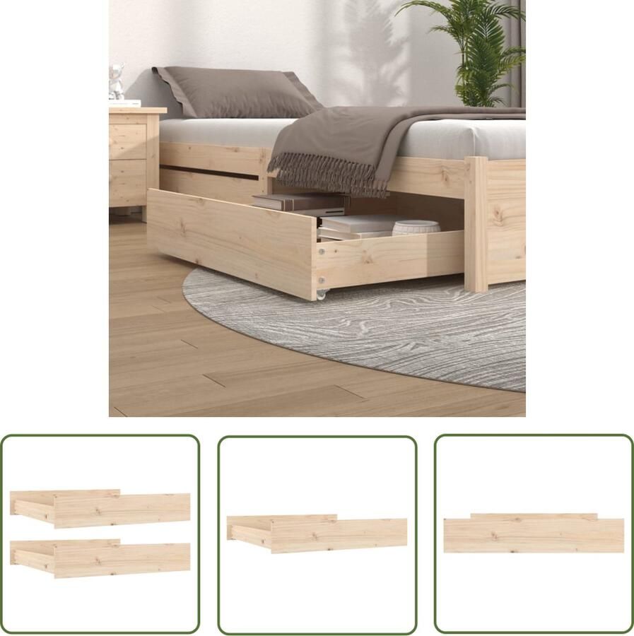 The Living Store Bedlades Opberglades 95 x 93 x 18 cm Ken- Massief grenenhout Bedladekast Slaapkamerspullen Opbergkast Opbergrekken Boxspring