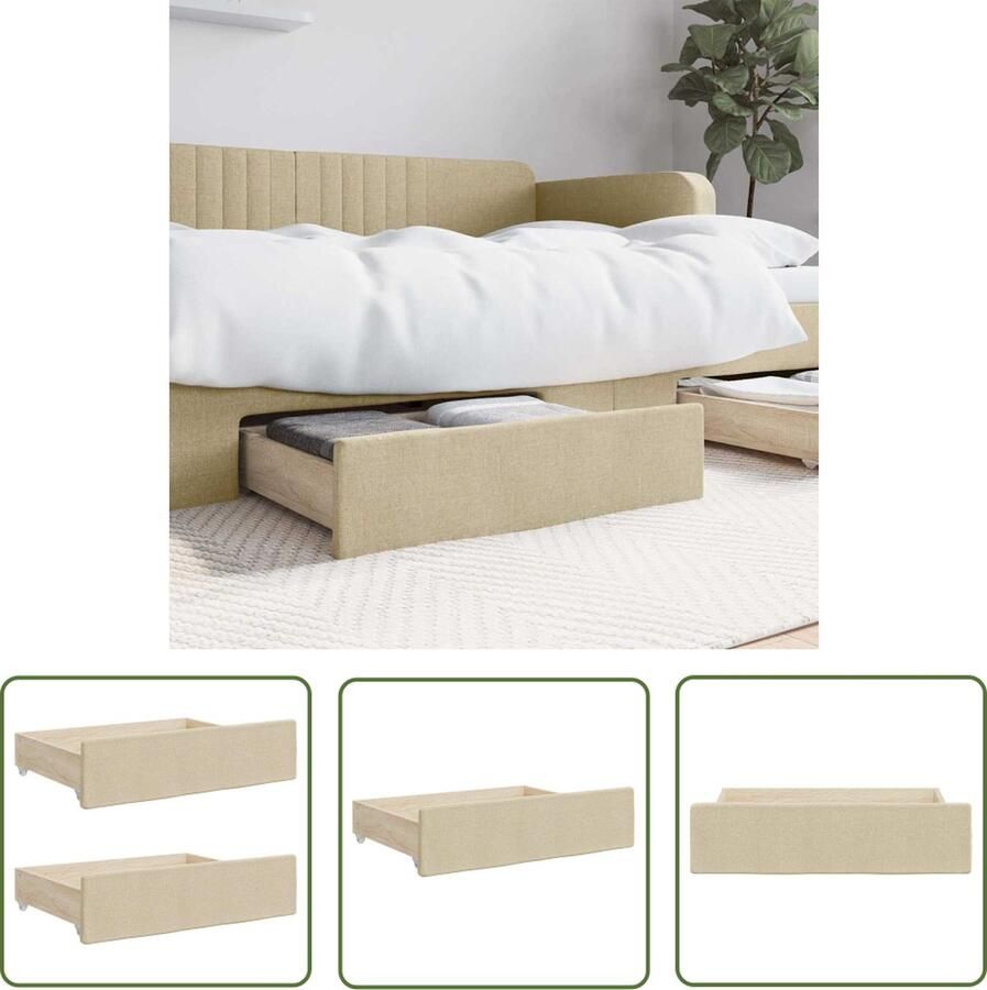 The Living Store Bedlades Crème 67 x 50 x 16 cm Duurzaam materiaal Bedladekast Opbergrekken Slaapkamerspullen Kameraccessoires Kasten