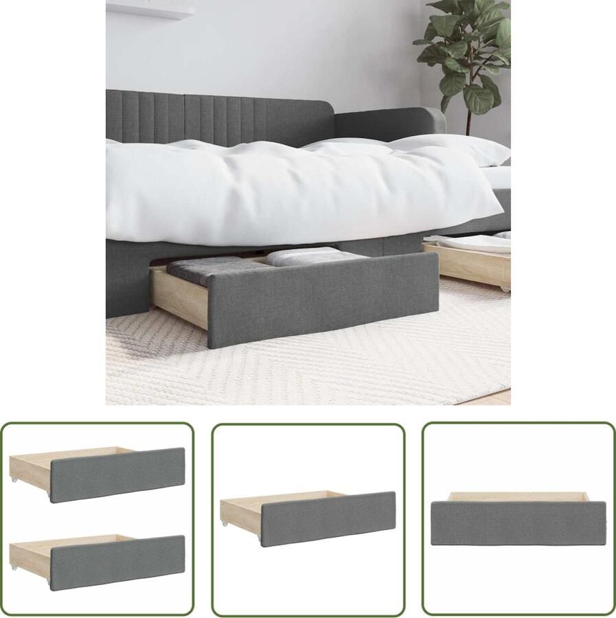 The Living Store Bedlades Extra opbergruimte Afmeting- 67 x 50 x 16 cm Duurzaam hout en stof Bedladekast Opbergruimte Bedladen Kastje Onder Bed Lade Onder Bed
