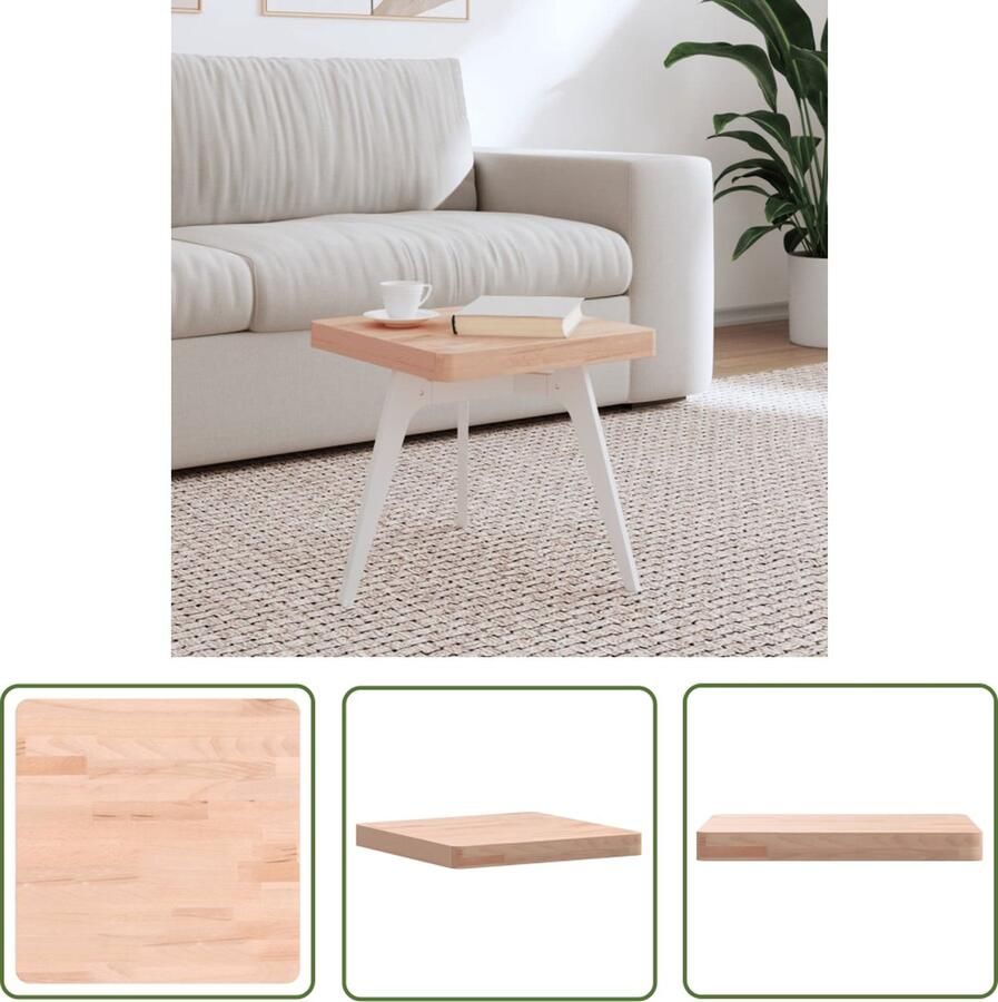The Living Store Tafelblad vierkant 40x40x4 cm massief beukenhout Tafelblad Beukenhout Salontafel Vierkant Tafelblad Houten Tafelblad - Foto 3
