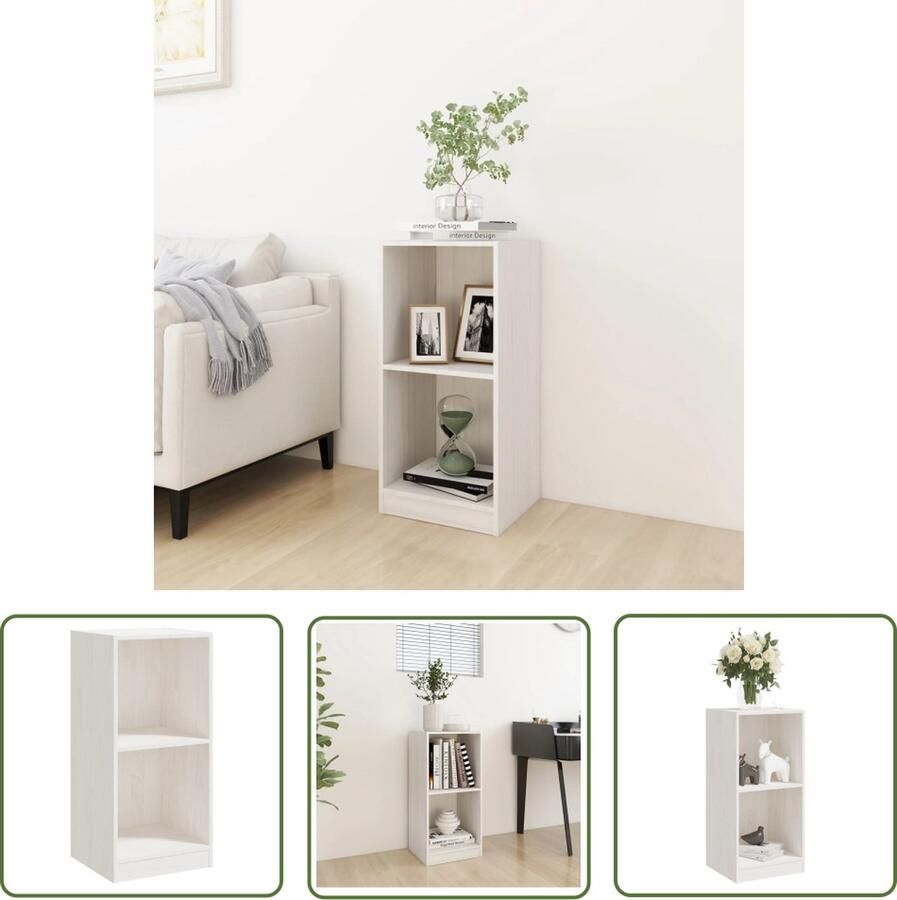 The Living Store Bijzetkast Massief grenenhout Wit 35.5 x 33.5 x 76 cm Wandmontage vereist Bijzetkast Side Table Hout Grenenhout Wit - Foto 2