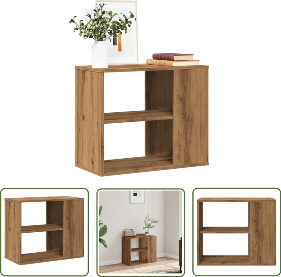 The Living Store Bijzetkast 60x30x50 cm bewerkt hout artisanaal eikenkleur Zijde Kast Houten Kast Opbergkast Salontafel Bijzettafel - Foto 2