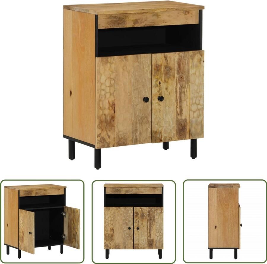 The Living Store Bijzetkast 60x33x75 cm massief mangohout Dressoir Mangohout Vintage Dressoir Houten Dressoir Salontafel