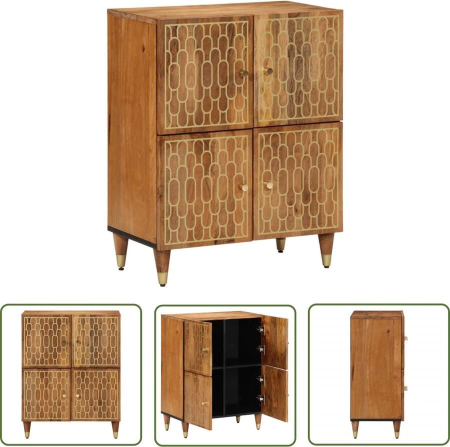 The Living Store Bijzetkast 60x33x75 cm massief mangohout Dressoir Mangohout Vintage Industriële Stijl Opbergkast