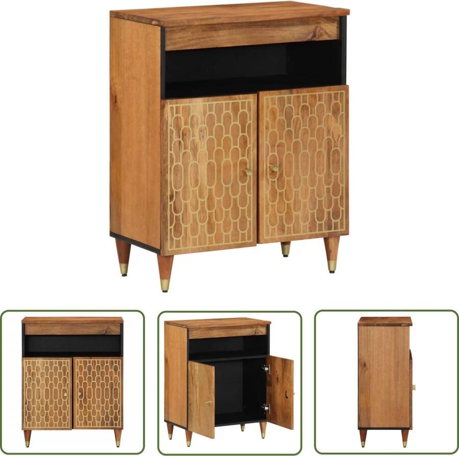 The Living Store Bijzetkast 60x33x75 cm massief mangohout Dressoir Mangohout Vintage Landelijk Industrieel