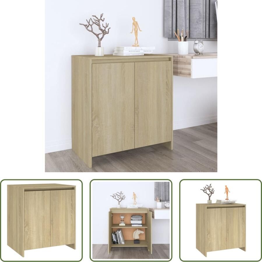 VidaXL Dressoir 70x41x75 cm bewerkt hout sonoma eikenkleurig Dressoir Salontafel Houten Dressoir Landelijk Dressoir Vintage Dressoir