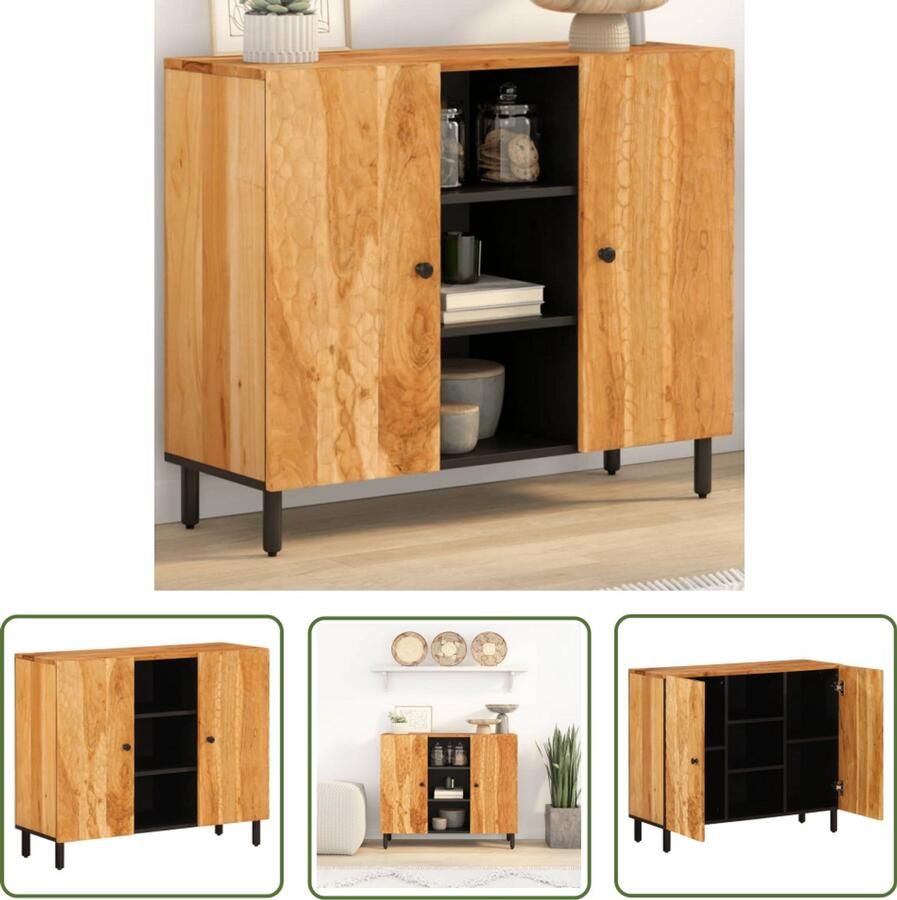 The Living Store Bijzetkast 90x33x75 cm massief acaciahout Dressoir Opbergkast Salontafel Houten Meubel Acacia