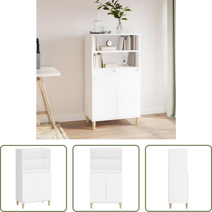 The Living Store Hoge kast 60x36x110 cm bewerkt hout wit Keukenkast