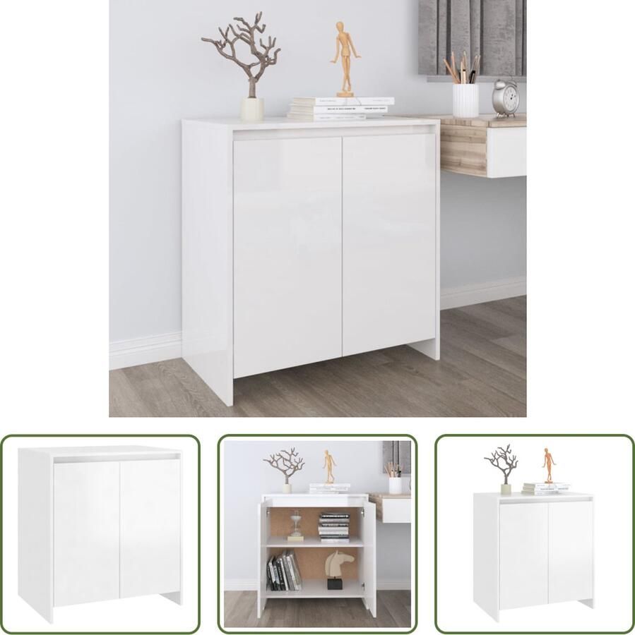 The Living Store Bijzetkast Hoogglans wit 70 x 41 x 75 cm Stevige constructie