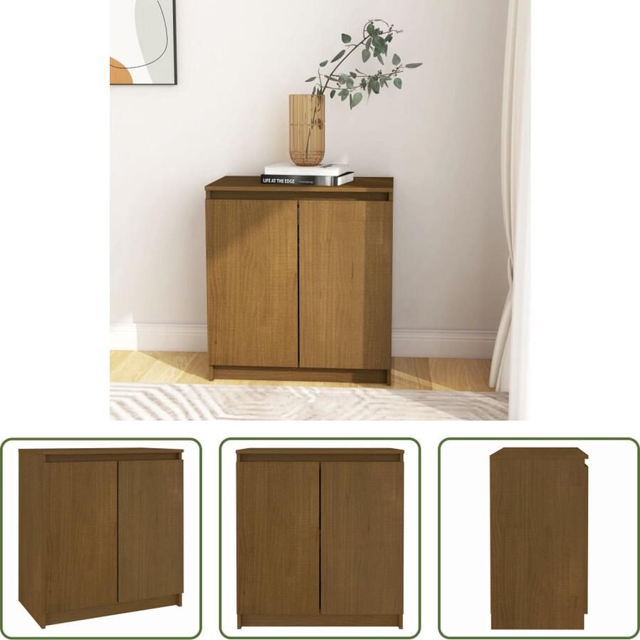 The Living Store Bijzetkast 60x36x65 cm massief grenenhout honingbruin Bijzetkast Houten Kast Grenoblenhouten Kast Opbergkast Salontafel