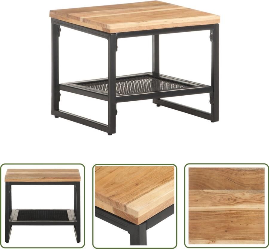 The Living Store Bijzettafel 40x40x35 cm massief acaciahout Bijzettafel Salontafel Acacia Hout Design Meubilair Unieke Tafel