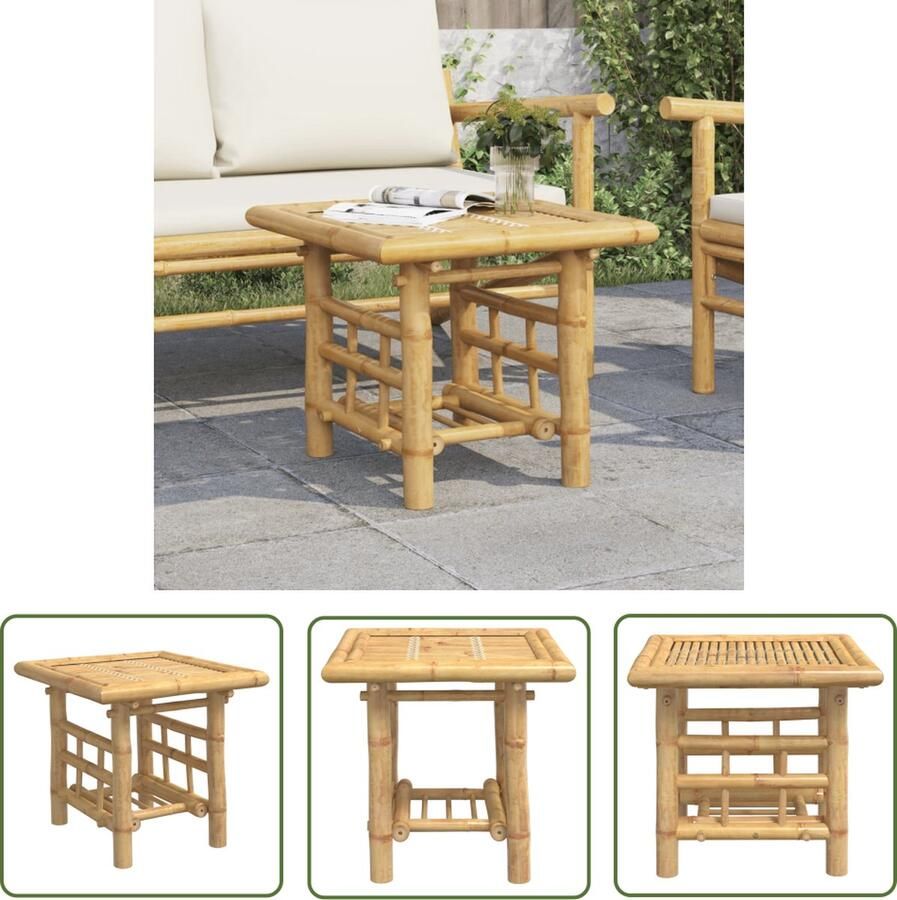 The Living Store Bijzettafel 45x45x45 cm bamboe Bijzettafel Kleine Salontafel Bijzet Tafeltje Sidetable Houten Bijzettafel