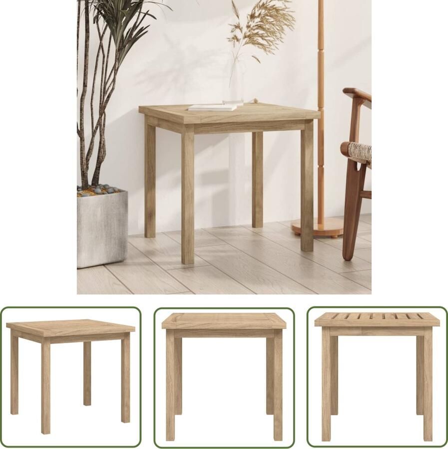The Living Store Houten Bijzettafel Teakhout 45 x 45 x 45 cm Rustieke Afwerking Bijzettafel Teak Hout Rustieke Stijl Salontafel Kamerdecoratie - Foto 2