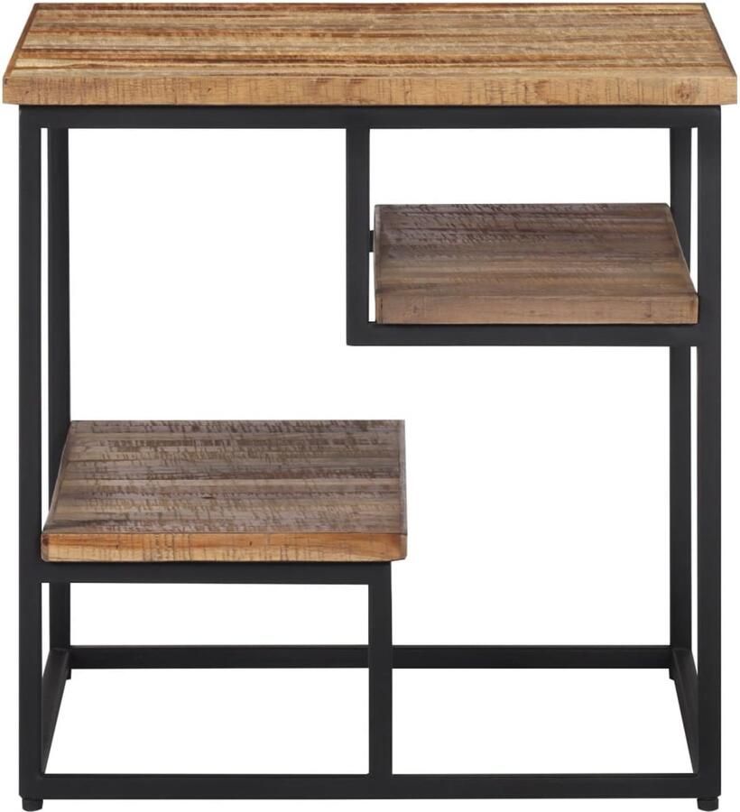 The Living Store Bijzettafel 50x50x50 cm massief gerecycled teakhout Bijzettafel Accenttafeltje Teakwood Vintage Industrieel Woonaccessoires - Foto 2