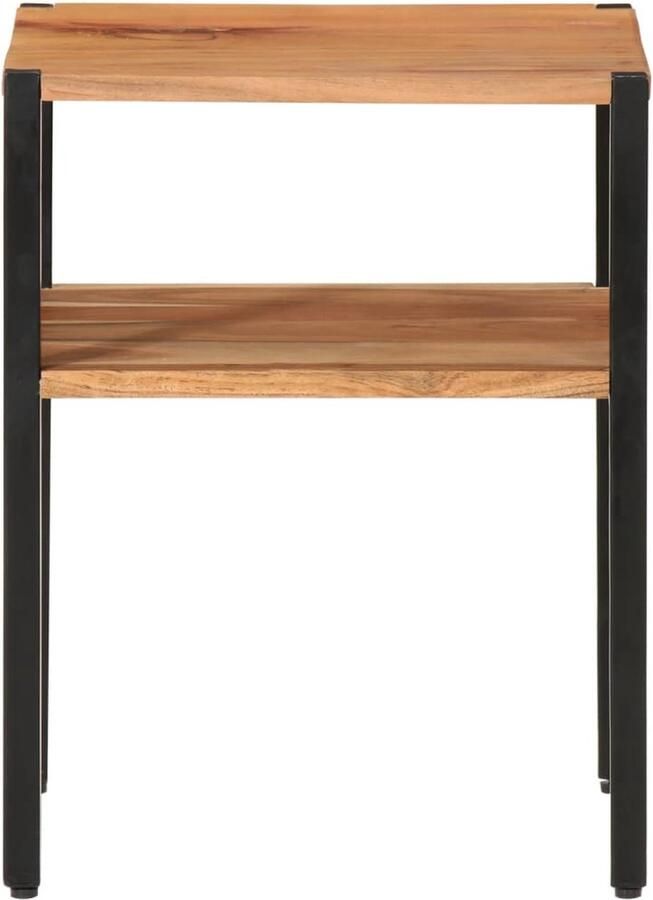 The Living Store Bijzettafel 35x35x45 cm massief acaciahout en ijzer Bijzettafel Salontafel Sidetable Acacia Hout Vintage Meubels