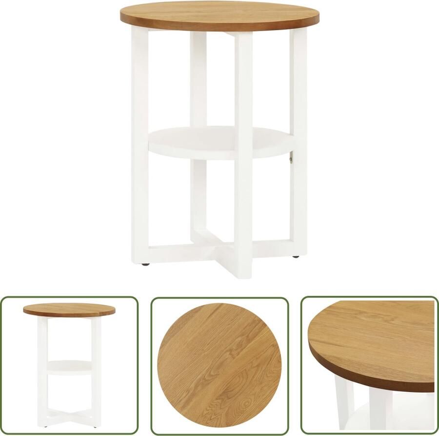 The Living Store bijzettafel Hout 40x50 cm Massief eikenhout MDF Massief acaciahout