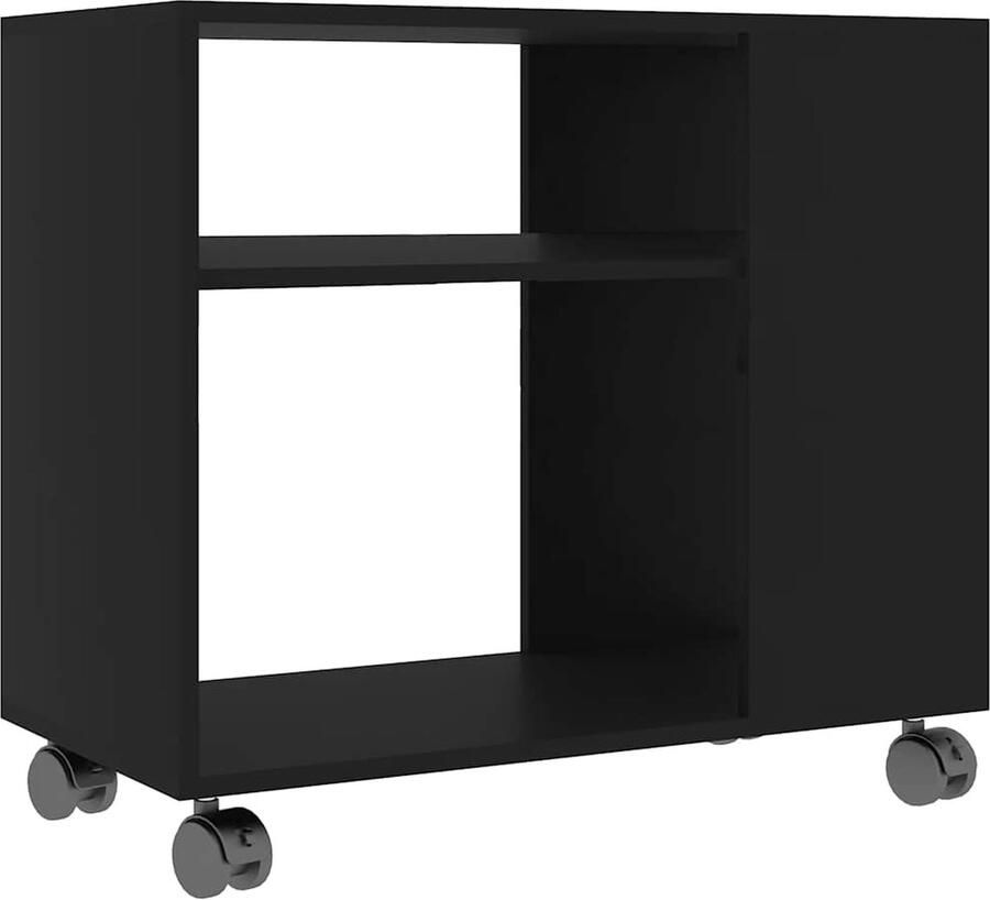 The Living Store Bijzettafel 70x35x55 cm bewerkt hout zwart Bijzettafel Houten Bijzettafel Zwarte Bijzettafel Salontafel Sidetable - Foto 3