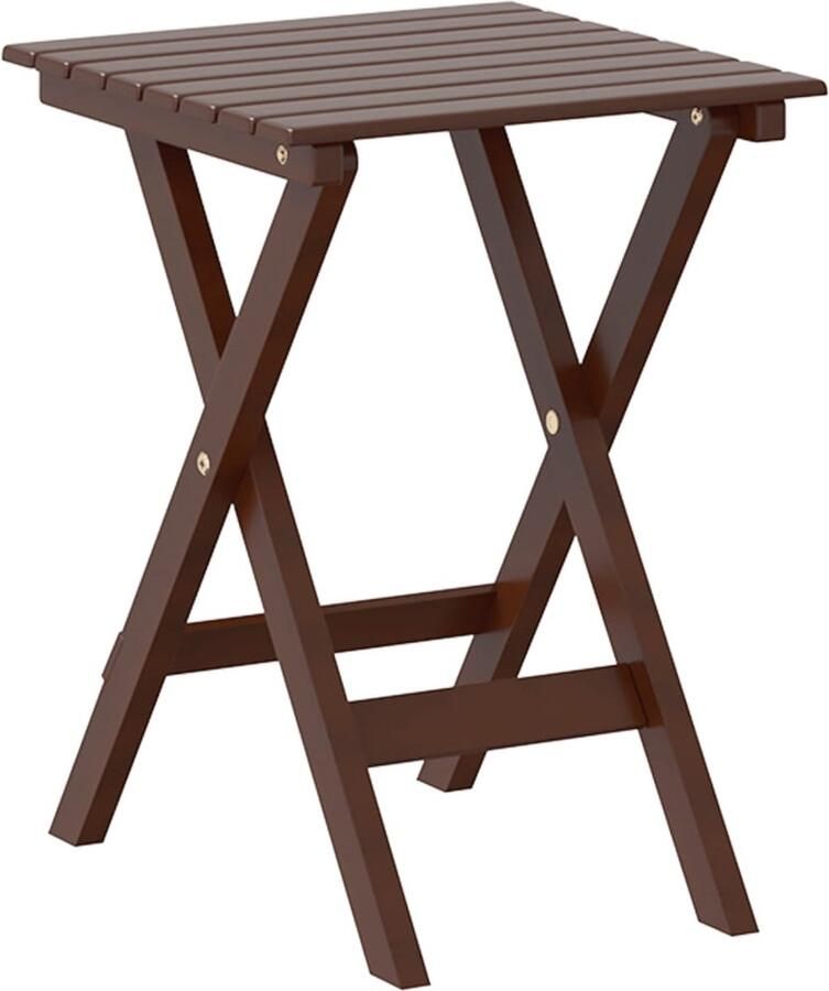 The Living Store Bijzettafel inklapbaar massief populierenhout bruin Bijzettafel Tuinstoel Buitentafel Vouwtafel Houten Tafel