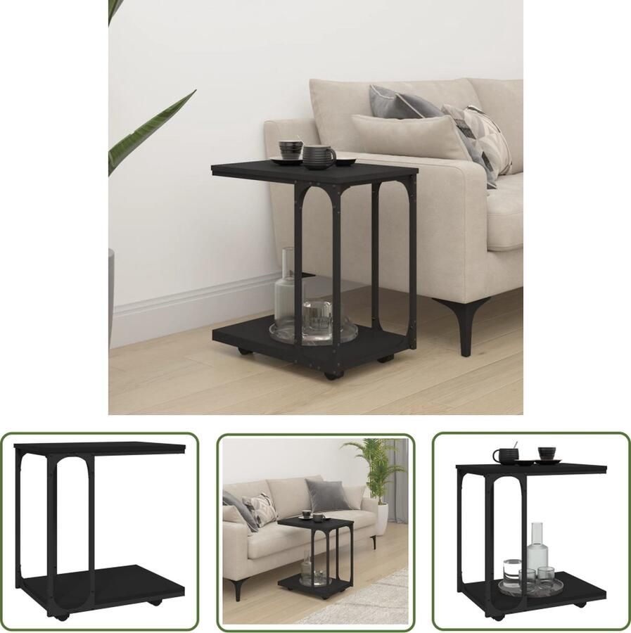 The Living Store Bijzettafel IndustriÃle Stijl 50 x 35 x 55.5 cm C-vormig Ontwerp Bijzettafel Industrie Style C Vormig Houten Bijzettafel Salontafel