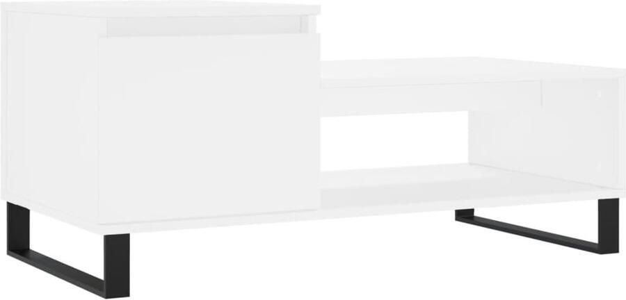 The Living Store Bijzettafel Salontafel 2 Vakken en 1 Deur Bewerkt Hout Stevig Tafelblad Metalen Poten Salontafel Bijzettafel Houten Salontafel Witte Salontafel Modern Design - Foto 2