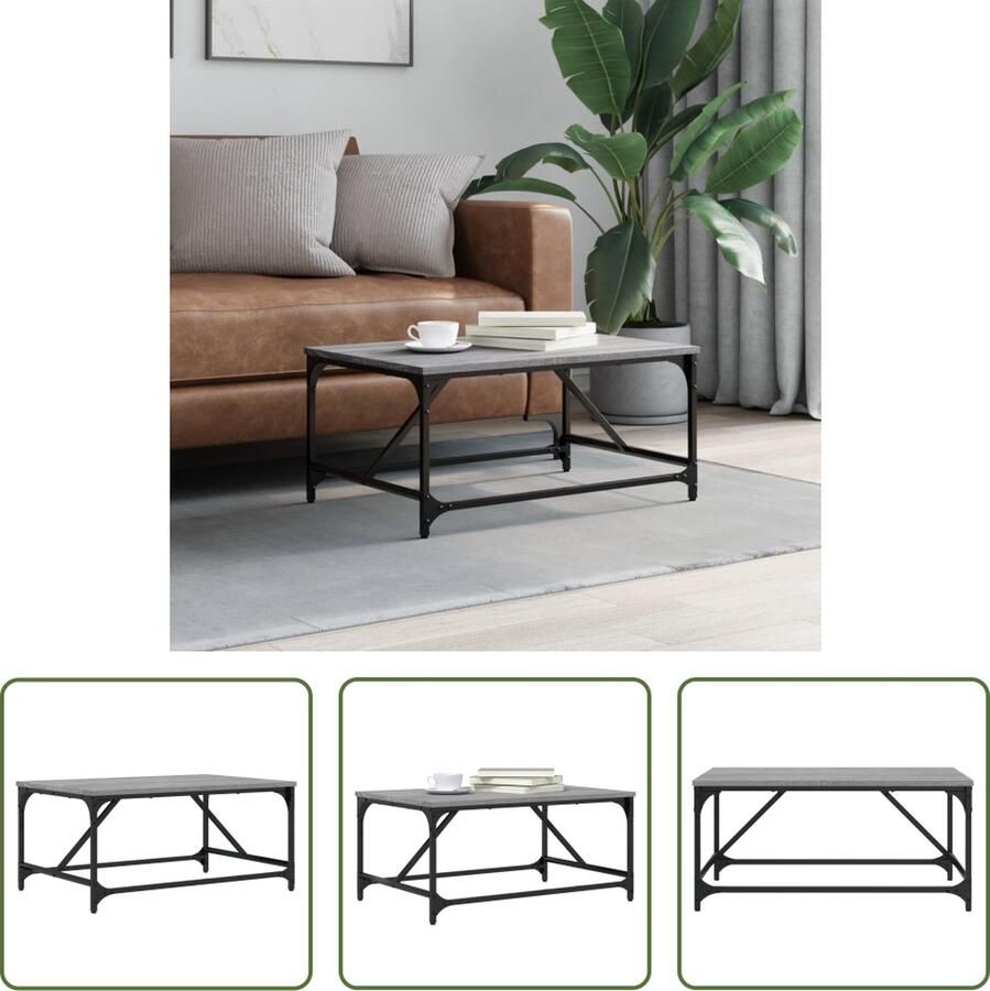 The Living Store Bijzettafel Salontafel 75x50x35 cm Grijs Sonoma Eiken