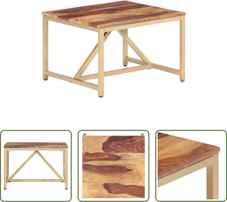 The Living Store Bijzettafel Sheeshamhout 60 x 60 x 40 cm Stabiel en uniek ontwerp Bijzettafel Salontafel Houten Meubilair Sheeshamhouten MeubilAIR Vintage Tafeltje - Foto 3