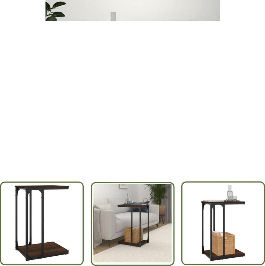 The Living Store Bijzettafel Studio Industrieel 40 x 30 x 60 cm Bruineiken Bijzettafel Industrieel Meubilair Houten Bijzetkast Bruin Meubel Salontafel - Foto 2