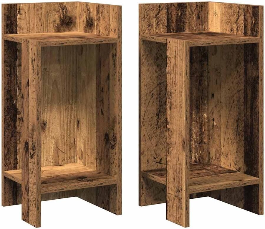 VidaXL Bijzettafel Bijzettafels Accenttafel Bank Bijzettafel Bijzettafels 2 st met plank 25 5x27x60 cm oud houtkleurig