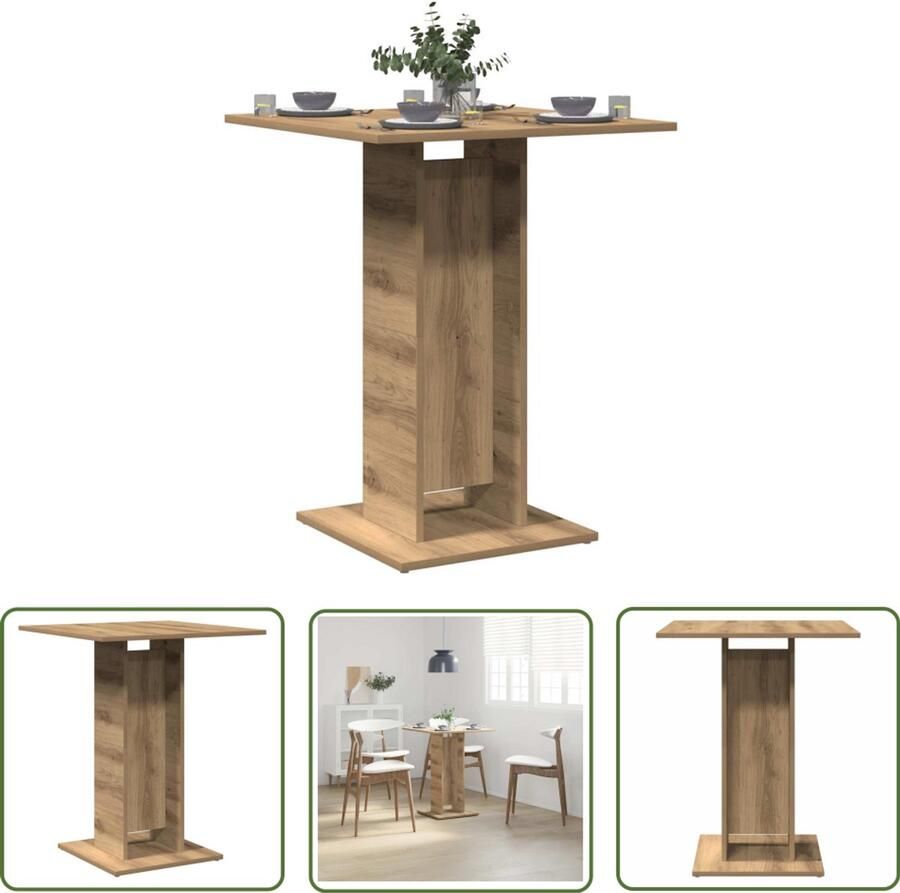 VidaXL Klikmechanisme Dynamische Sleutel Bistrotafel 60x60x75 cm spaanplaat artisanaal eikenkleurig Gereedschapset Draadspanning Torque Wrench - Foto 2