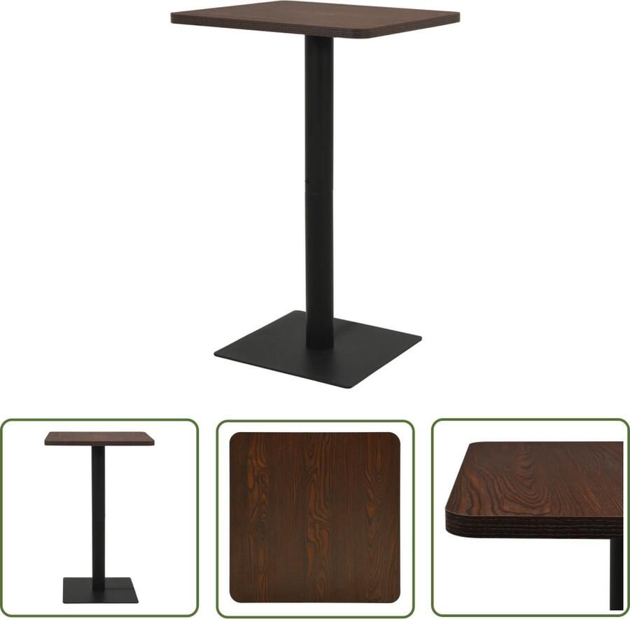 The Living Store Bistrotafel Melamine spaanplaat Staal 78.5 x 78.5 x 107 cm Donkeressen en zwart Bistrotafel Eetkamerstoel Buitenmeubel Terrasmeubel Cafetafel - Foto 2