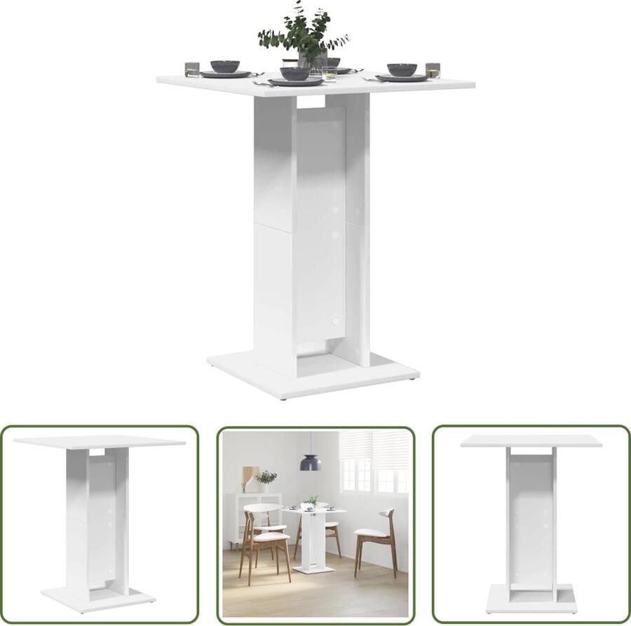 The Living Store Bistrotafel bewerkt hout 60 x 60 x 75 cm wit Bistrotafel Bartafel Eetkamertafel Buitentafel Terras Tafel - Foto 2