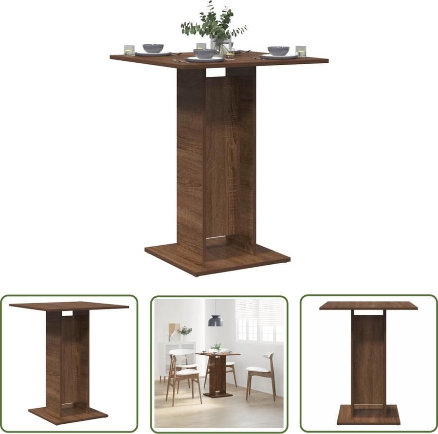 The Living Store Bistrotafel Bruineiken 60 x 60 x 75 cm Montage vereist Bistrotafel Houten Tafel Bruine Eiken Tafel Salontafel Keukenbar - Foto 2