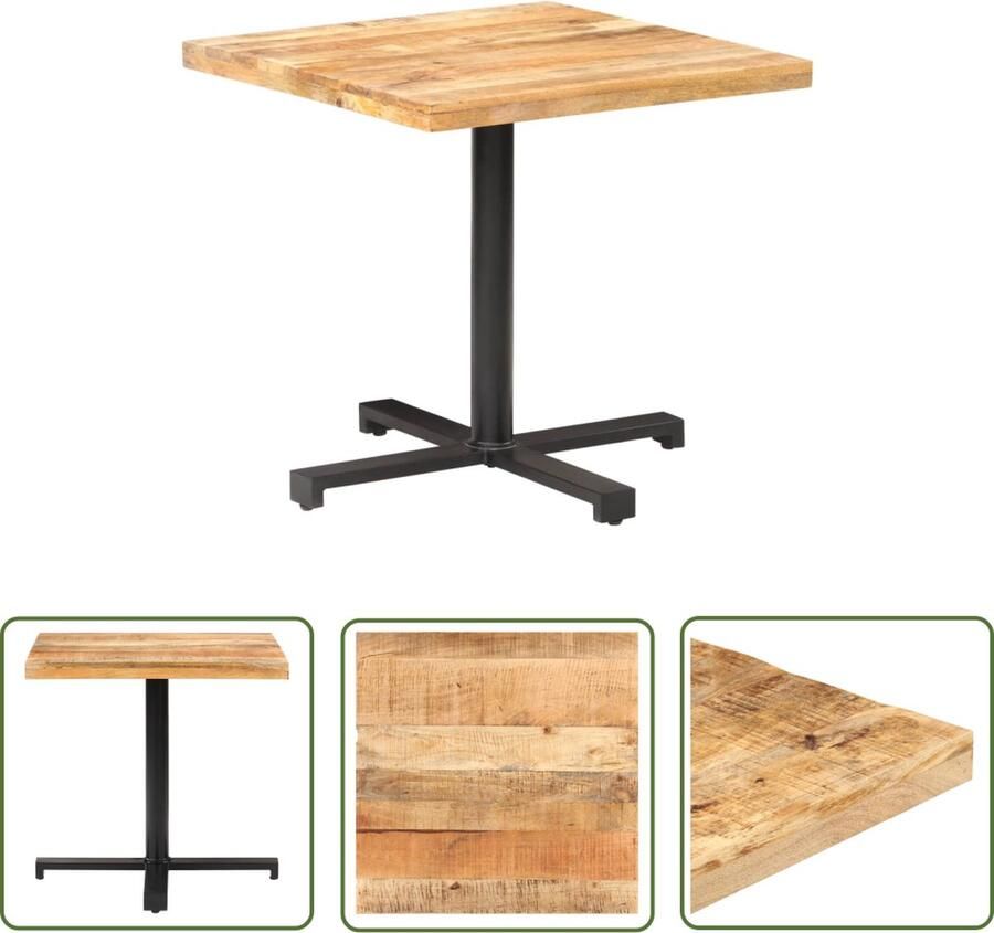 The Living Store Bistrotafel Hout 80x80x75 cm Ruw mangohout - Foto 2