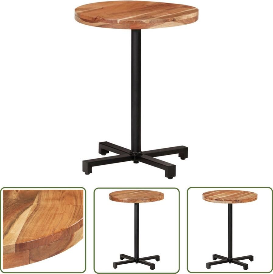 The Living Store Bistrotafel Houten 60 x 75 cm Natuurlijke afwerking - Foto 2