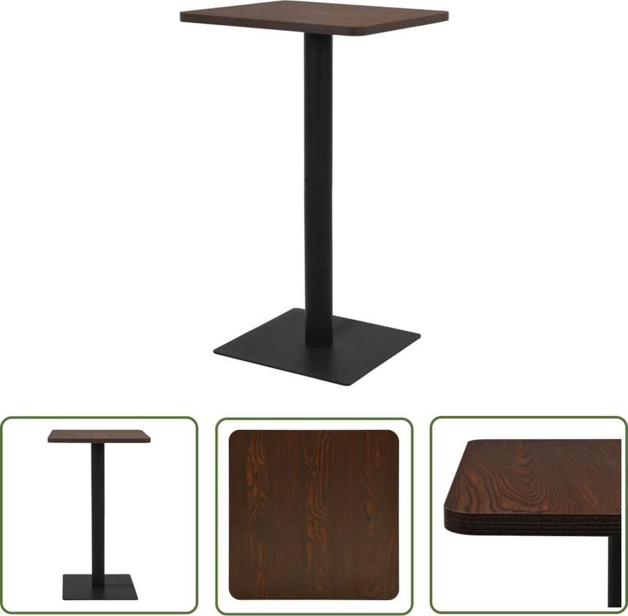 The Living Store Bistrotafel 70x70x107 cm donkeressenkleurig Bistrotafel Eetkamerstoel Buitenmeubilair Terras Meubilering Industriële Tafel - Foto 2
