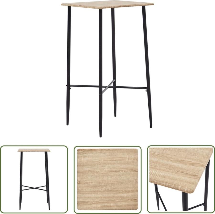 The Living Store Bistrotafel Statafel 60 x 60 x 111 cm MDF met PVC-coating Gepoedercoat staal - Foto 2