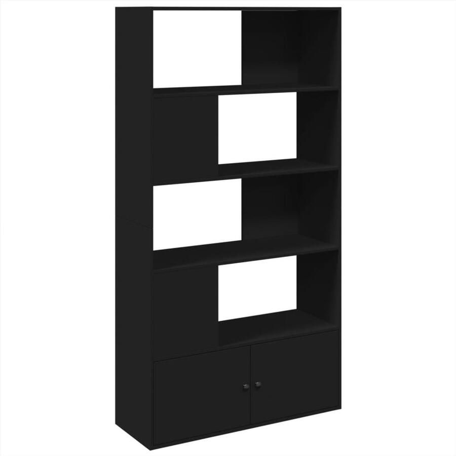 The Living Store Boekenkast 100x36x189 cm bewerkt hout zwart Boekenkast Zwarte Boekenkast Houten Boekenkast Bibliotheekkast Opbergkast - Foto 2