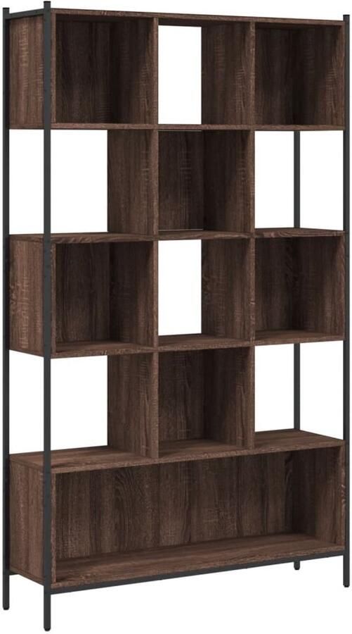 The Living Store Boekenkast 102x28x172 cm bewerkt hout bruin eikenkleur Boekenkast Industrieel Houten Boekenkast Bruine Eiken Kleur Bibliotheekkast - Foto 2