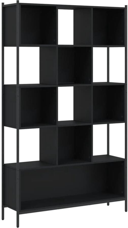 The Living Store Boekenkast 102x28x172 cm bewerkt hout zwart Boekenkast Houten Boekenkast Zwarte Boekenkast Bibliotheekkast Opbergkast - Foto 2