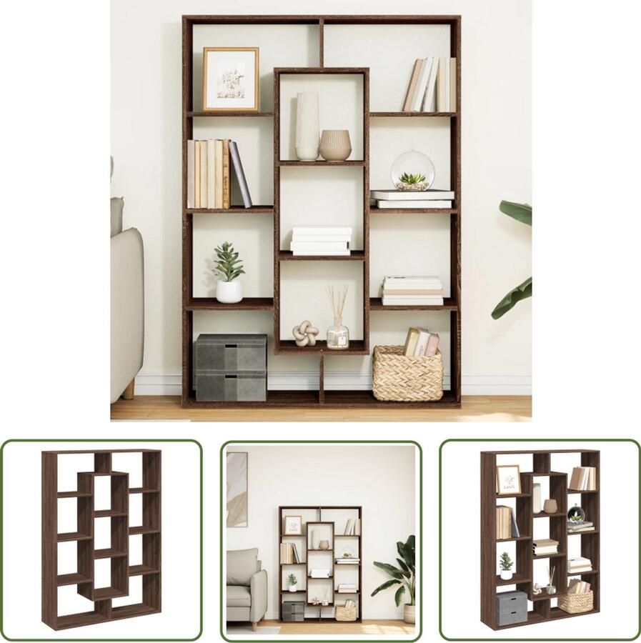 The Living Store Boekenkast 102x29x143 cm bewerkt hout bruin eikenkleur Boekenkast Houten Boekenkast Bibliotheekkast Opbergkast Kamerdecoratie