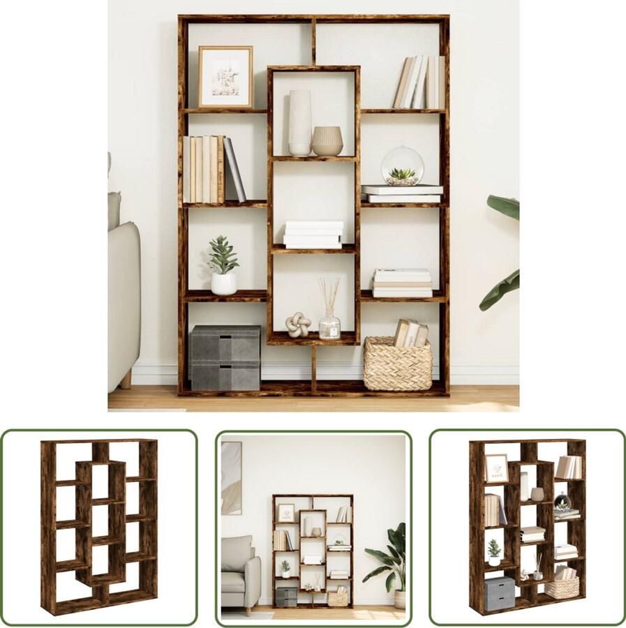 The Living Store Boekenkast 102x29x143 cm bewerkt hout gerookt eikenkleurig Boekenkast Houten Boekenkast Vintage Boekenkast Bibliotheekkast Opslagkast