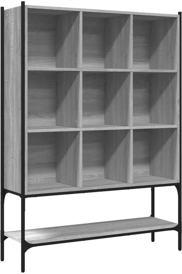 The Living Store Boekenkast 102x30x141 5 cm bewerkt hout grijs sonoma eikenkleur Boekenkast Open Kast Houten Boekenkast Grijze Boekenkast Sonome Eiken - Foto 2