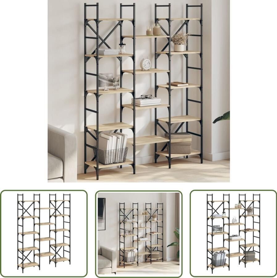 The Living Store Boekenkast 127 5x28 5x172 5 cm bewerkt hout sonoma eikenkleurig Boekenkast Houten Boekenkast Bruine Boekenkast Bibliotheekkast Opbergkast