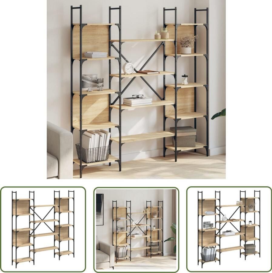 The Living Store Boekenkast 155 5x24x166 5 cm bewerkt hout sonoma eikenkleurig Boekenkast Industriële Boekenkast Houten Boekenkast Sonome Eiken Boekenkast Boekenplank