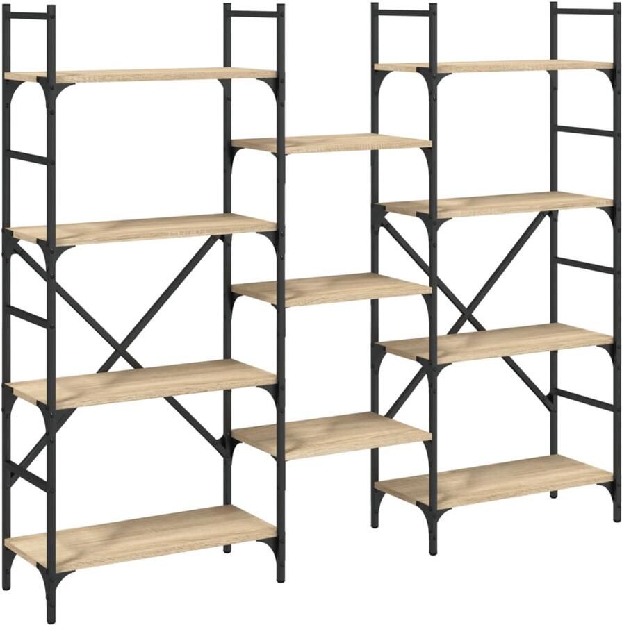 The Living Store Boekenkast 160x28 5x136 5 cm bewerkt hout sonoma eikenkleurig Boekenkast Houten Boekenkast Eiken Boekenkast Salontafel Tv Tafel - Foto 2