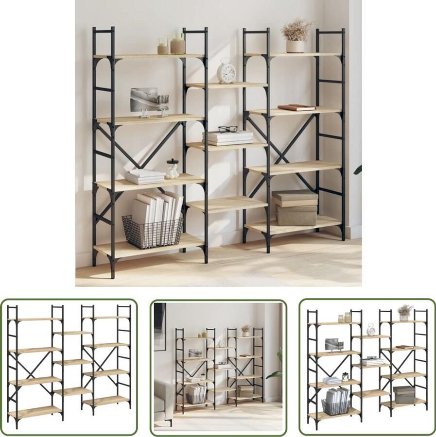 The Living Store Boekenkast 160x28 5x136 5 cm bewerkt hout sonoma eikenkleurig Boekenkast Houten Boekenkast Eiken Boekenkast Salontafel Tv Tafel