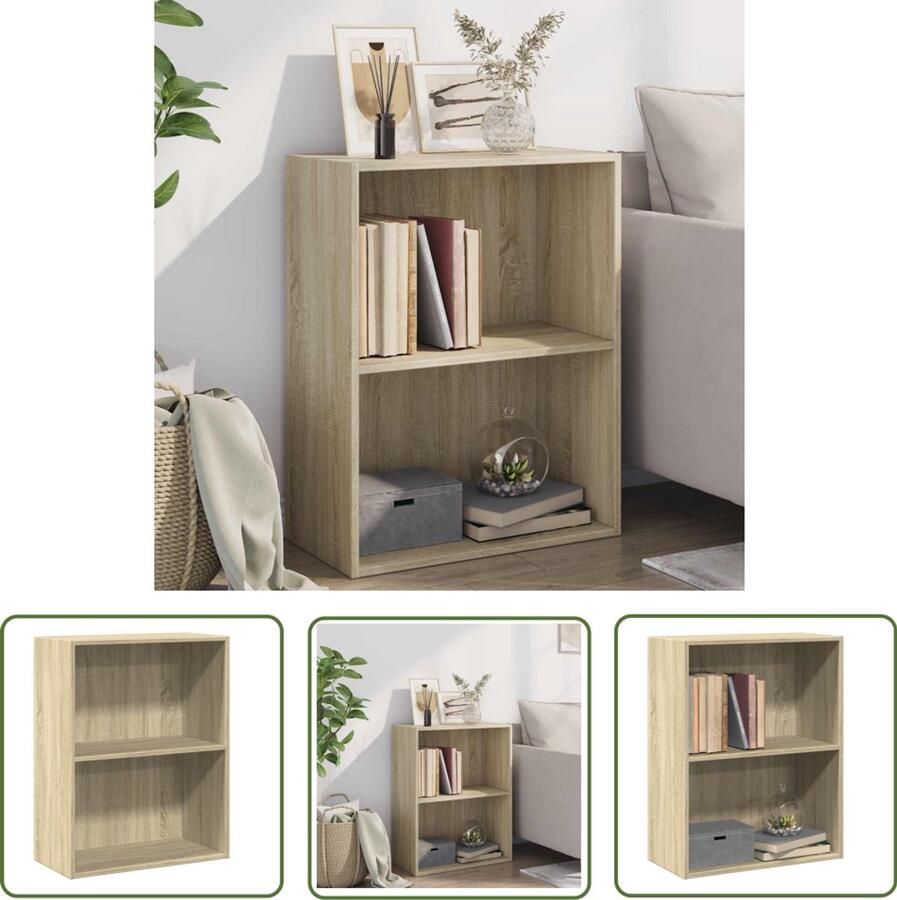 The Living Store Boekenkast 2 schappen 60x30x76 5 cm bewerkt hout sonoma eiken Boekenkast Houten Boekenkast Boekenplank Salontafel Tv Tafel