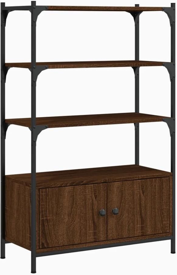 The Living Store Boekenkast 3-laags 70x30x109 5 cm bewerkt hout bruineikenkleur Boekenkast Houten Boekenkast Bruine Boekenkast Vintage Boekenkast Boekenplank - Foto 2